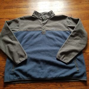 Columbia Men's XXL Fleece T-Snap Pullover Gray Blue Colorblock Outdoors